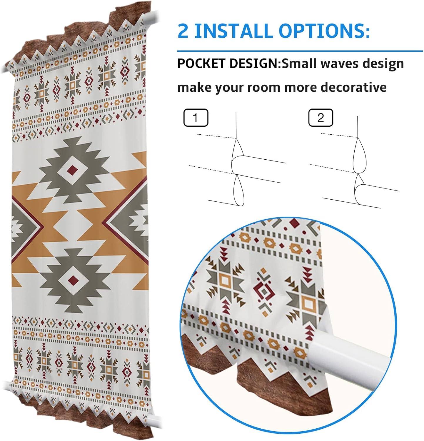 Southwest Geometric Door Curtains with Double Rod Pocket
