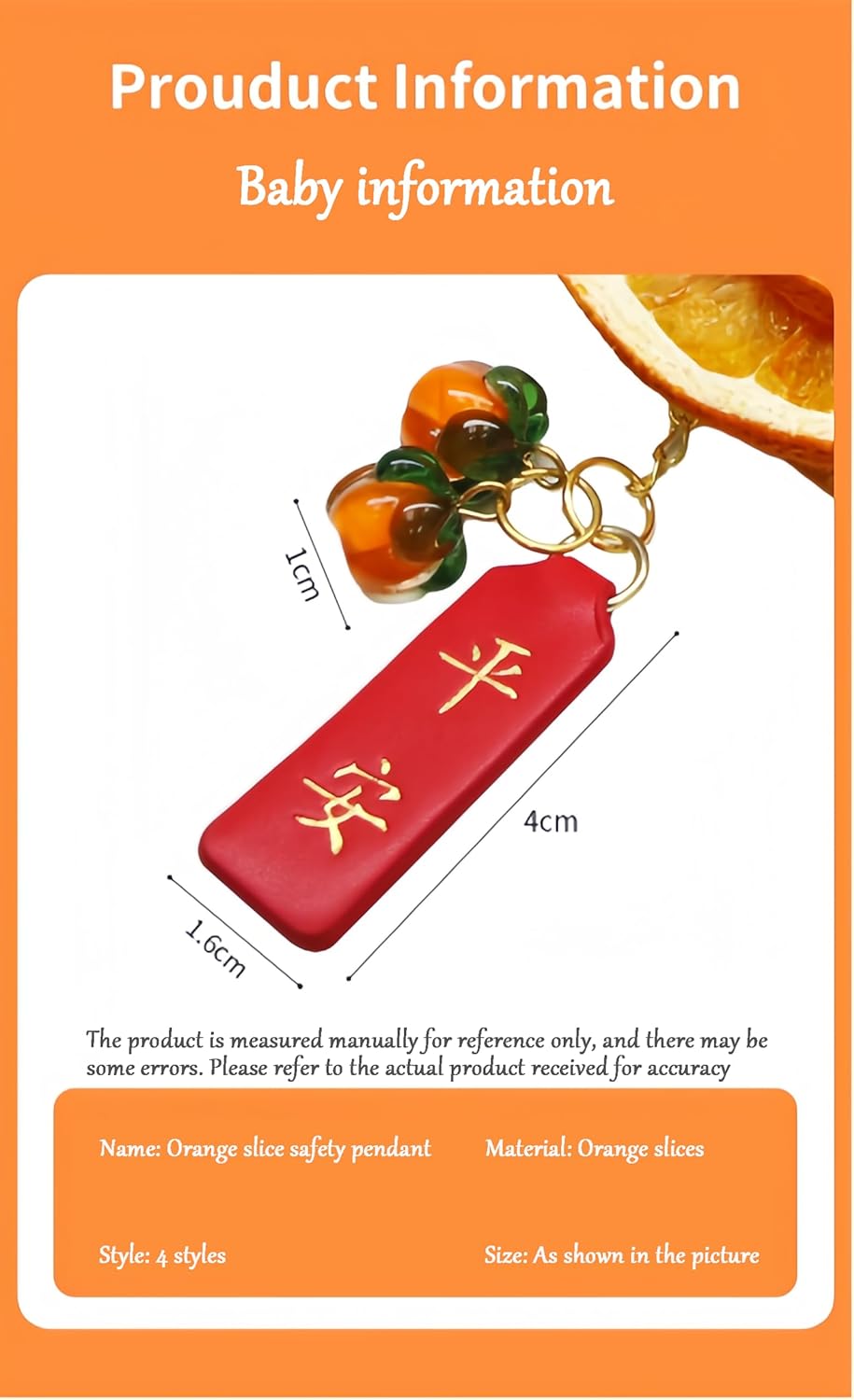 Realistic Orange Slice Hanging Christmas Ornament for Car Mirror