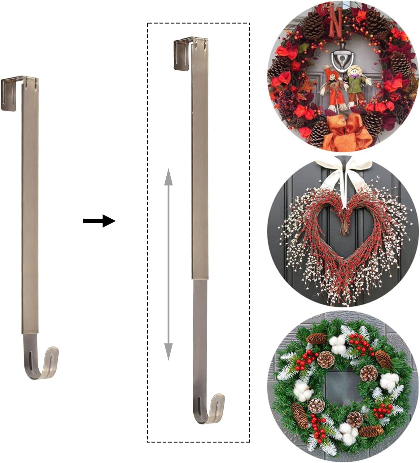 Sattiyrch Adjustable Wreath Hanger 15-25 Inch Bronze