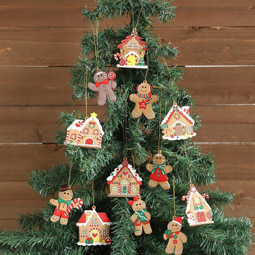 12pcs Gingerbread Man Christmas Ornaments