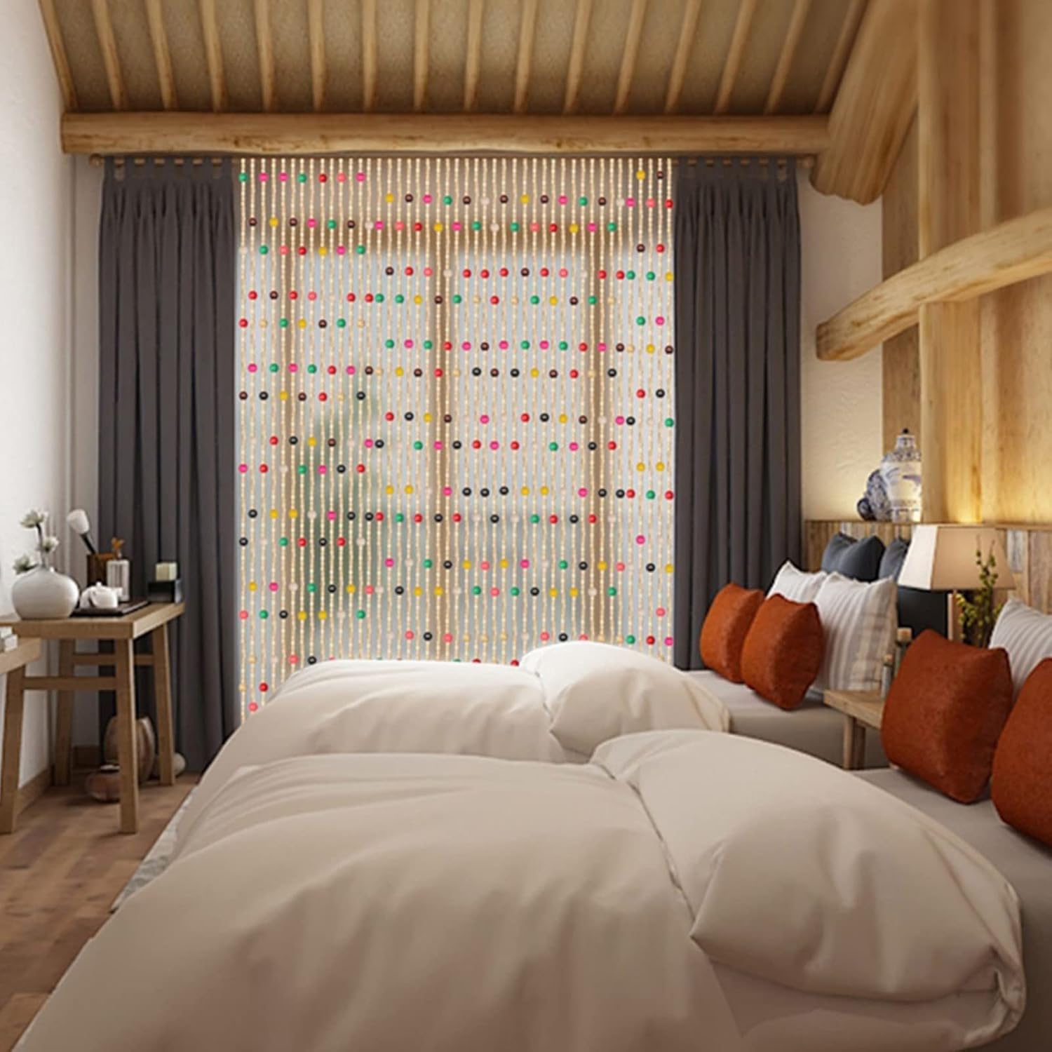 Wooden Beaded Curtain - Stylish Room Divider for Doors and Hallways