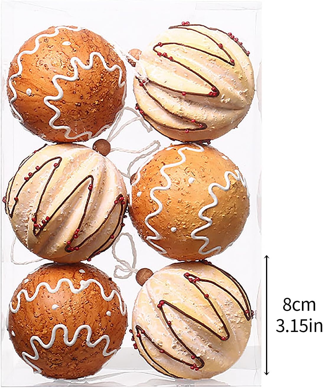 6PCS Shatterproof Gingerbread Christmas Ornaments
