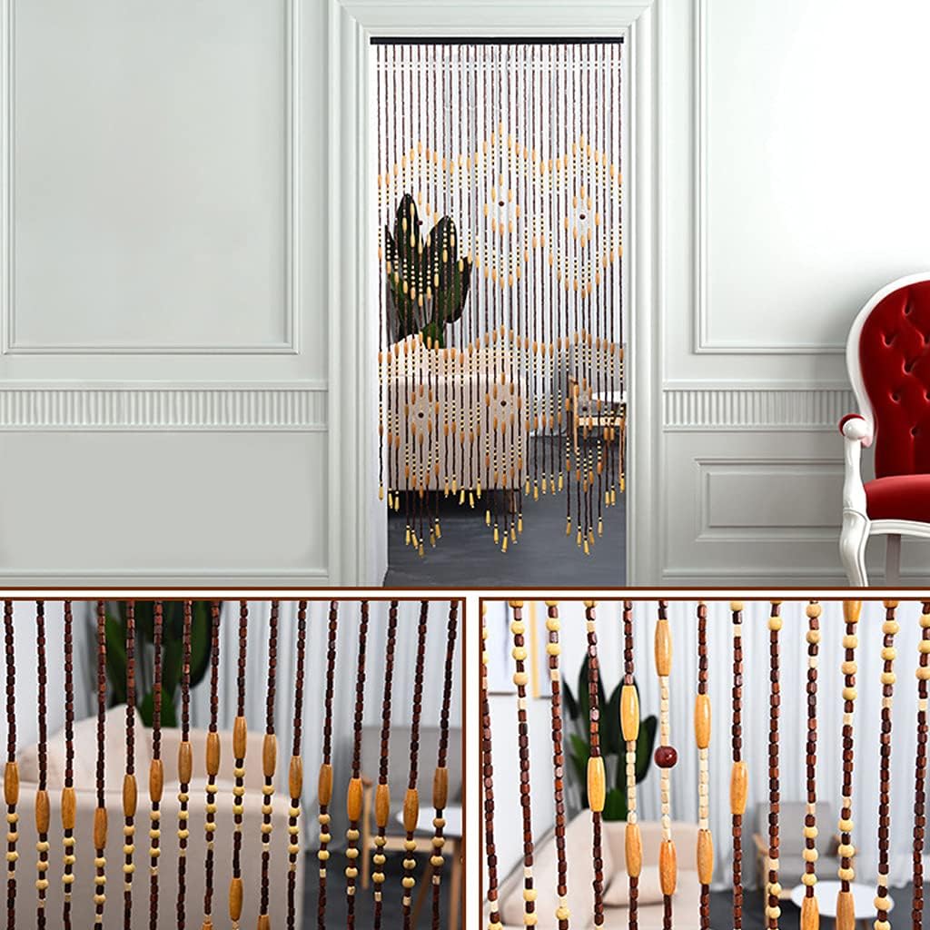 QPZK 31 Strand Wood Beaded Door Curtain 90x175cm