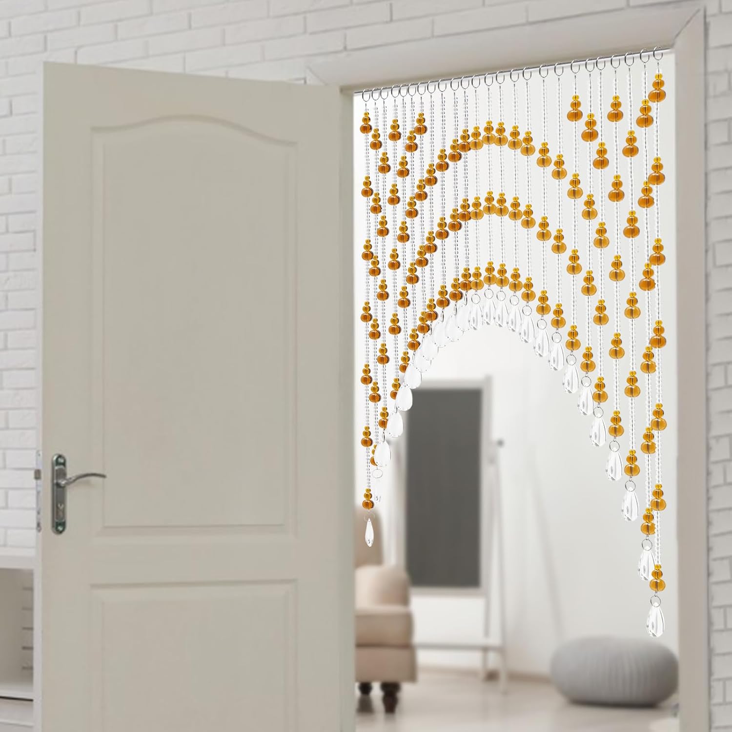 Wupyi Brown Crystal Beaded Curtain for Doorways and Windows