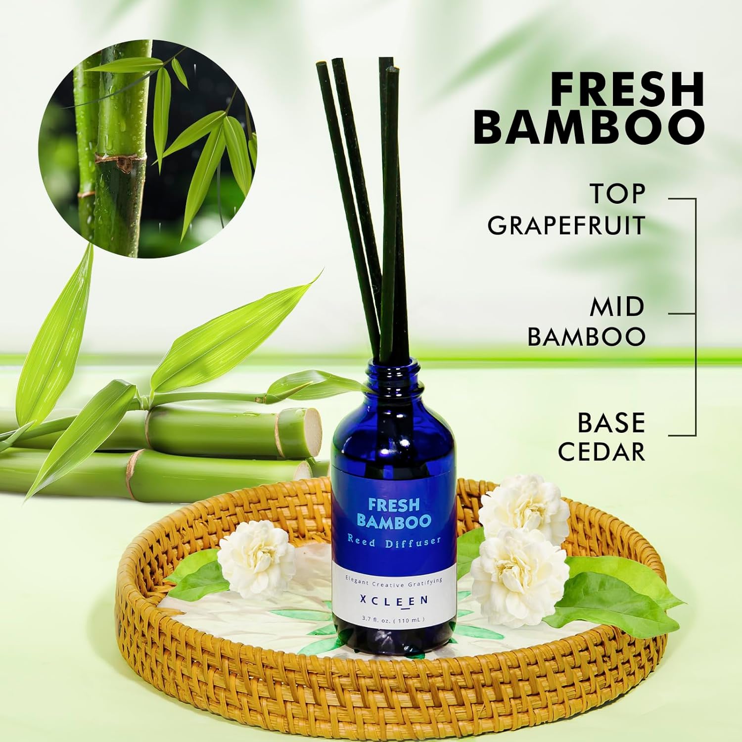 Xcleen Reed Diffuser Set Fresh Bamboo 37 Oz