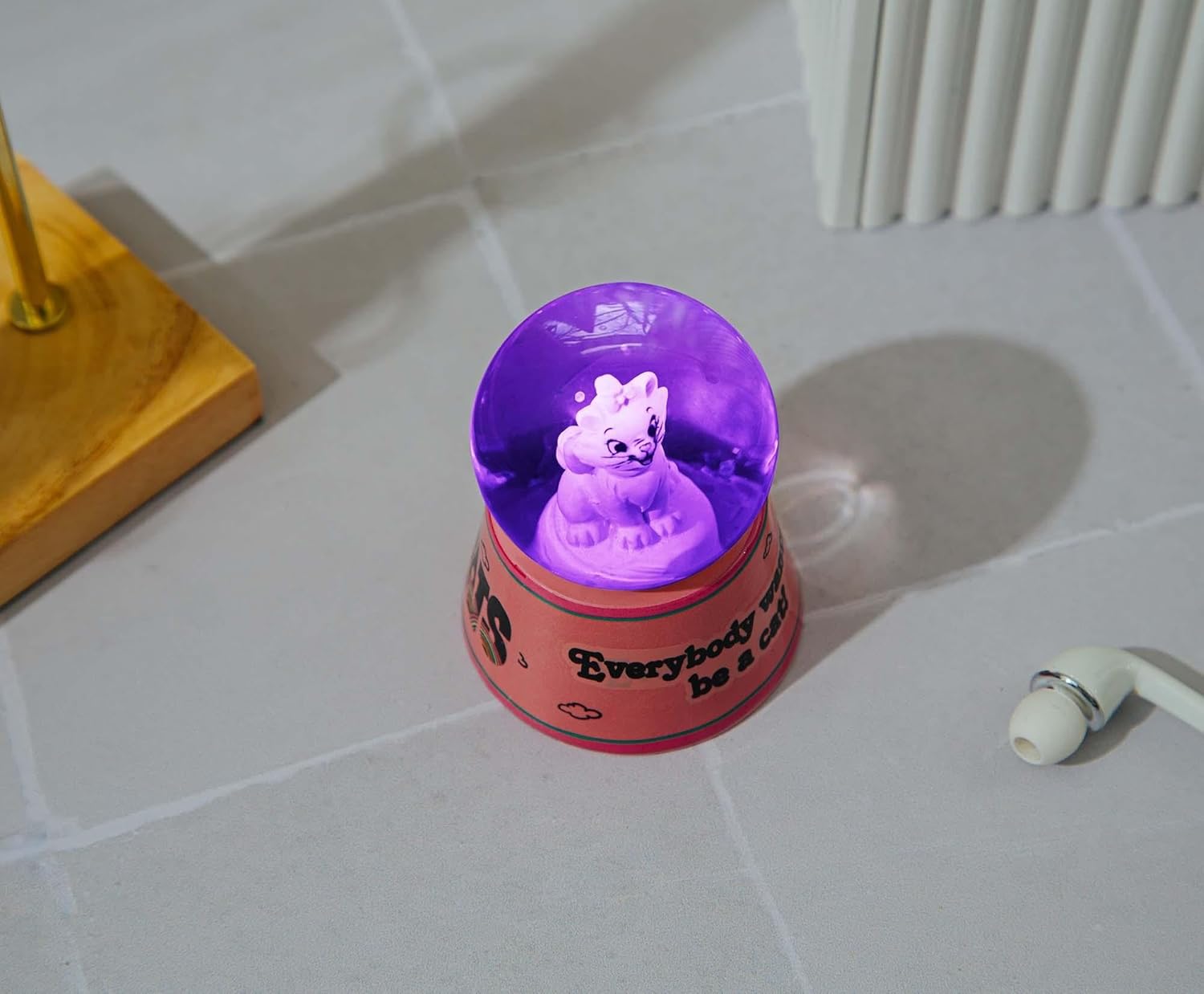 Disney Aristocats Marie Light-Up Snow Globe 3 Inches Tall