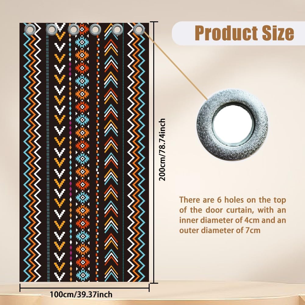 CHGCRAFT Bohemian Geometric Door Curtain 39x79inch