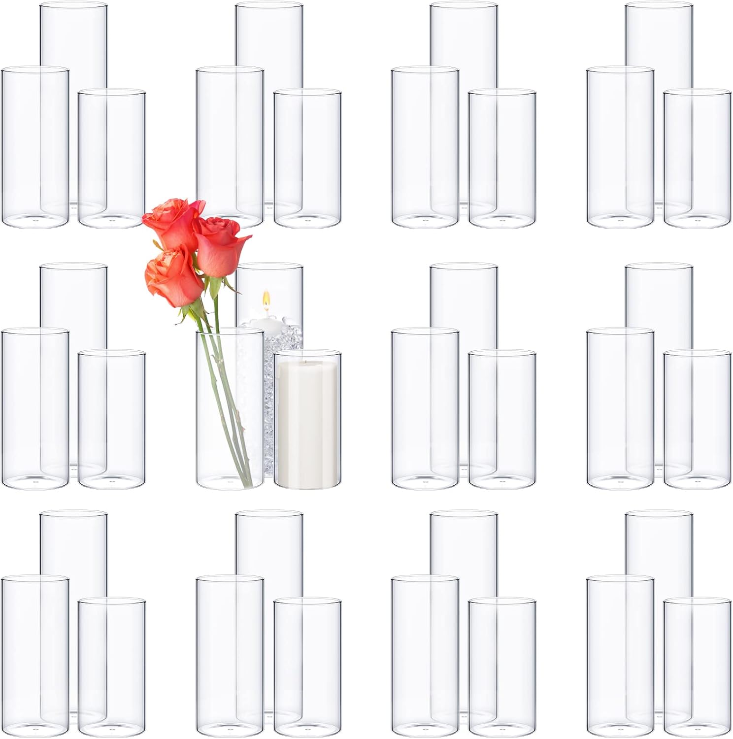 36 Pcs Clear Glass Cylinder Vases for Centerpieces