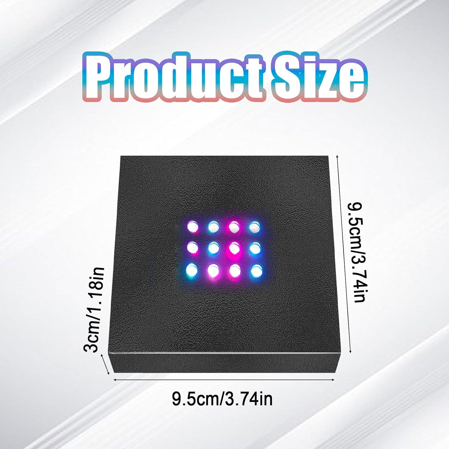 2Pcs Square LED Light Display Base Black