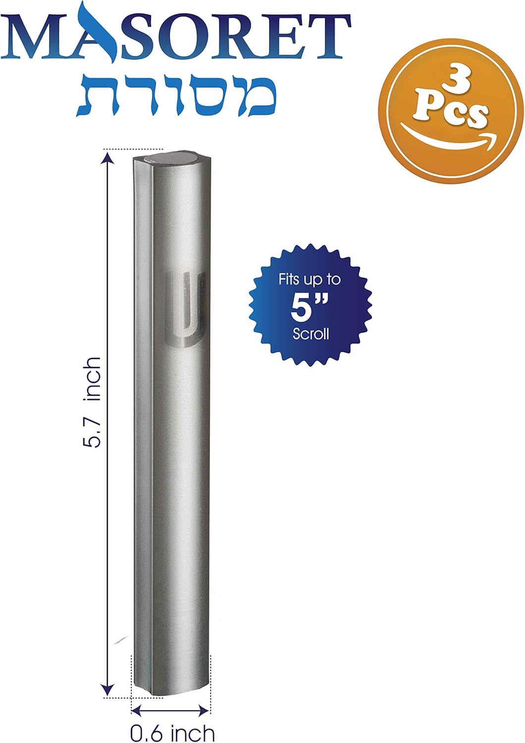 3-Piece Aluminum Door Mezuzah Holder Cases