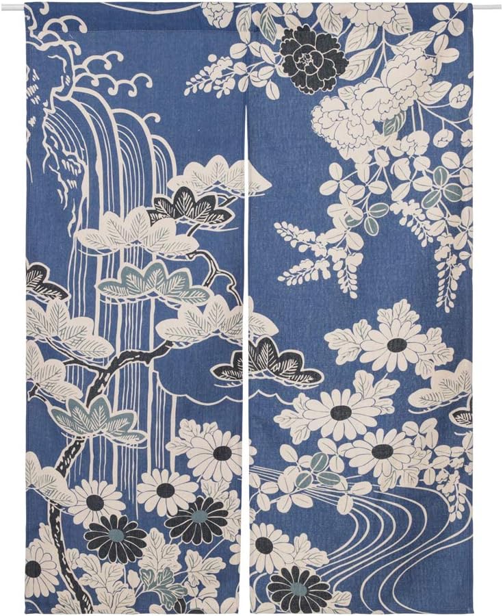 Cotton Linen Japanese Noren Curtain 335x472 Inch Chrysanthemum
