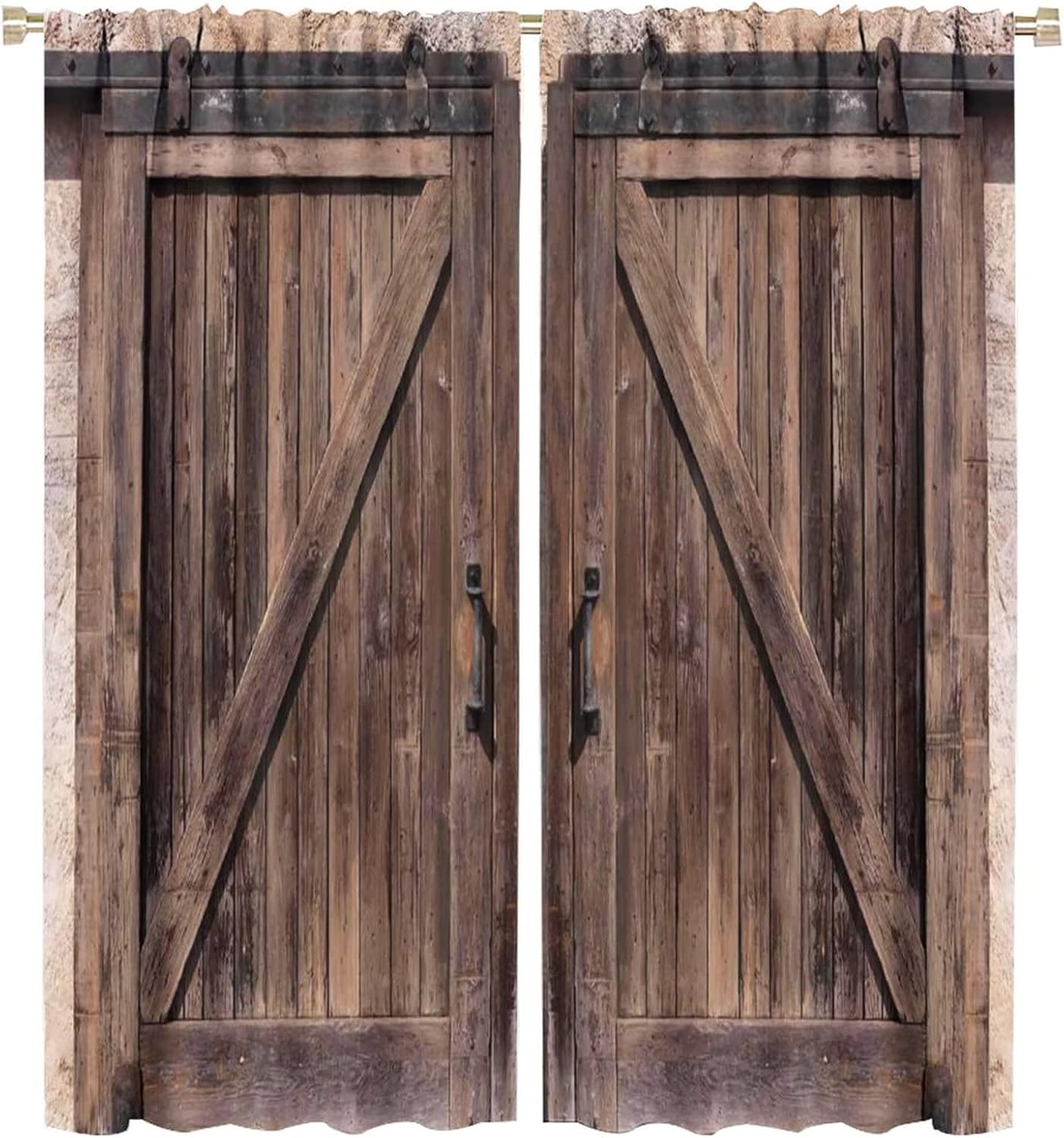 Rustic Barn Door Curtains 2 Panel Set 55x63in