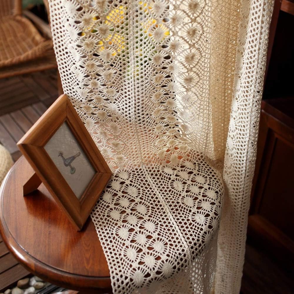 Yunsurey Rustic Crochet Curtain Panel 1 Piece 59x78 Inch