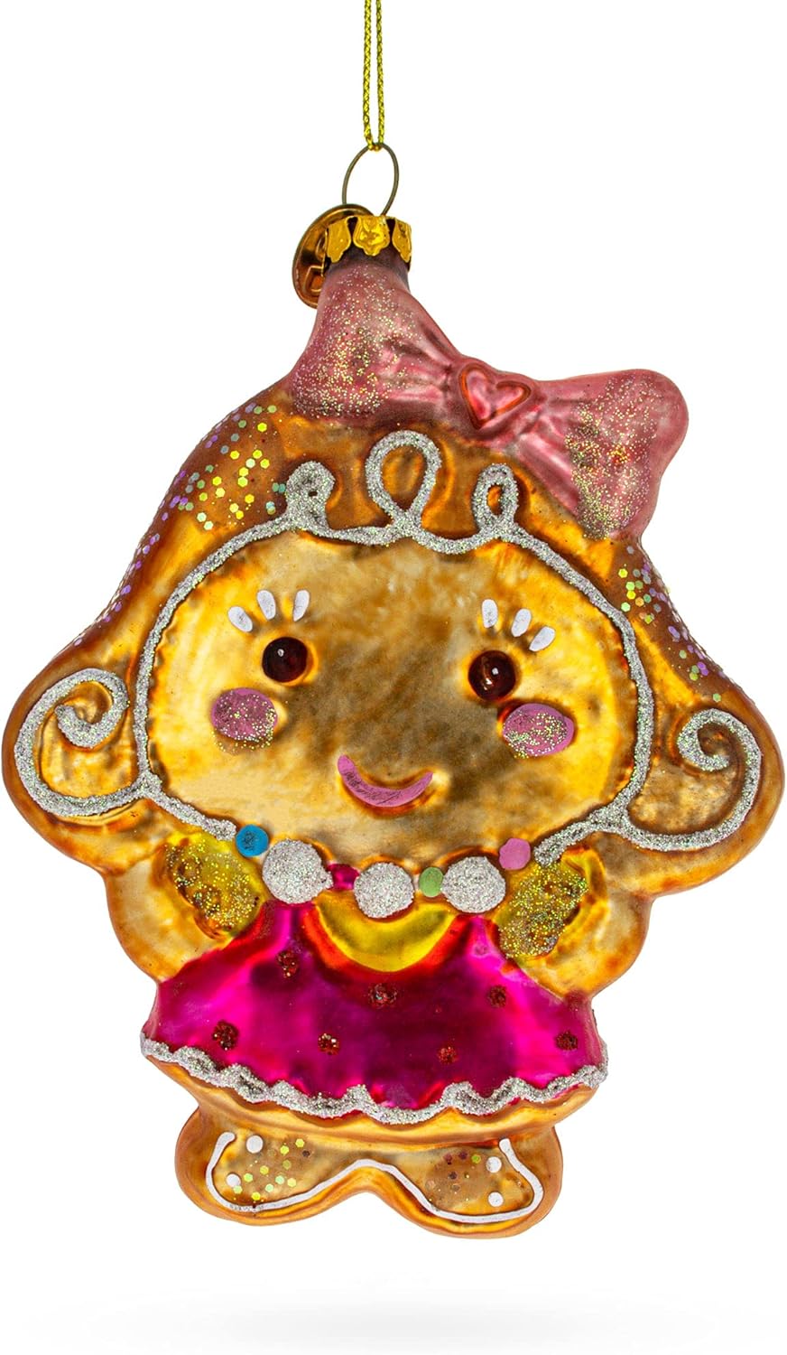 Gingerbread Girl Christmas Glass Ornament