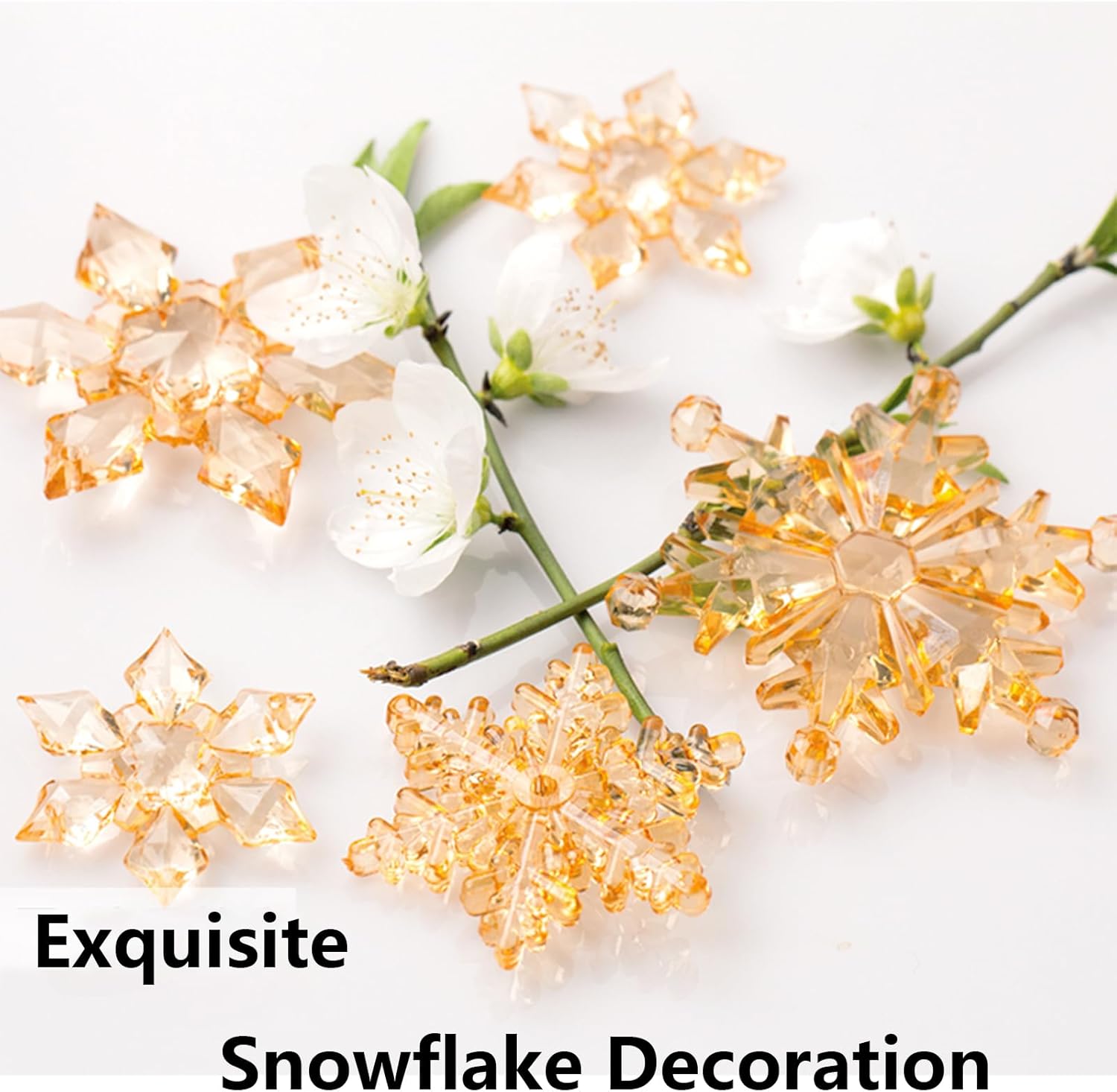 Arched String Beads Door Curtain with Snowflakes