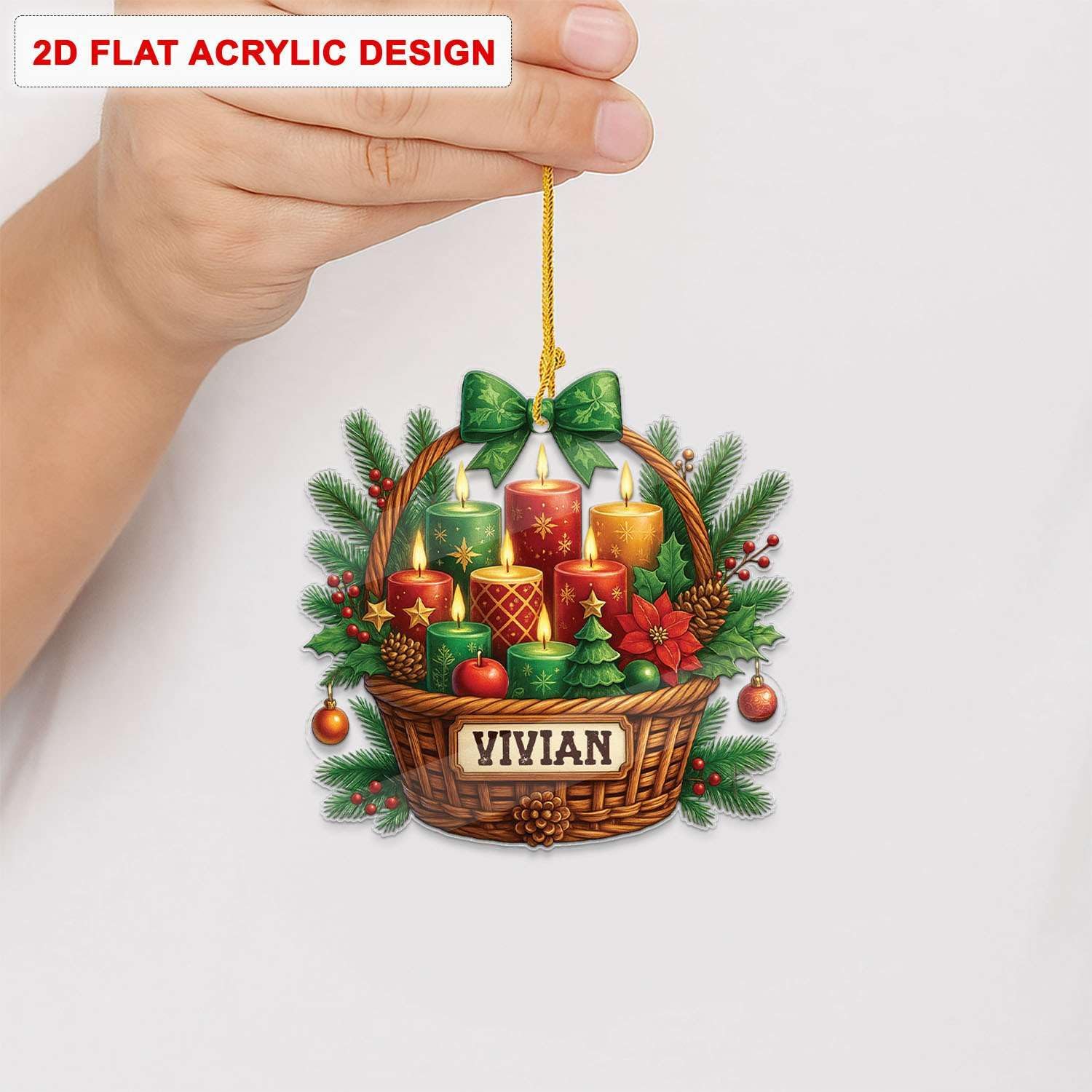 Custom Name Candle Hanging Decoration for Christmas