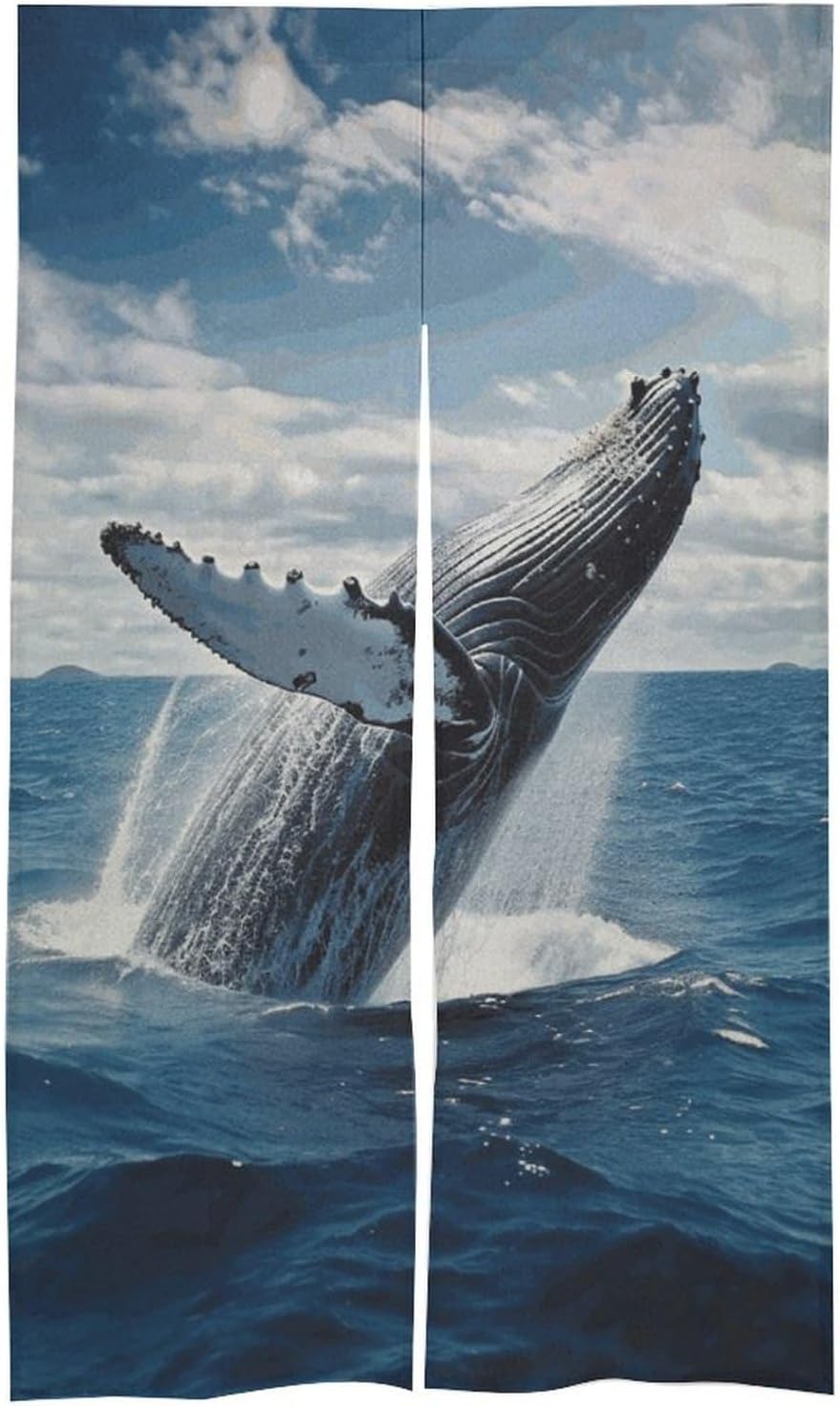 Whale Ocean Door Curtain Panel 17x57 Inch Blackout Privacy Divider