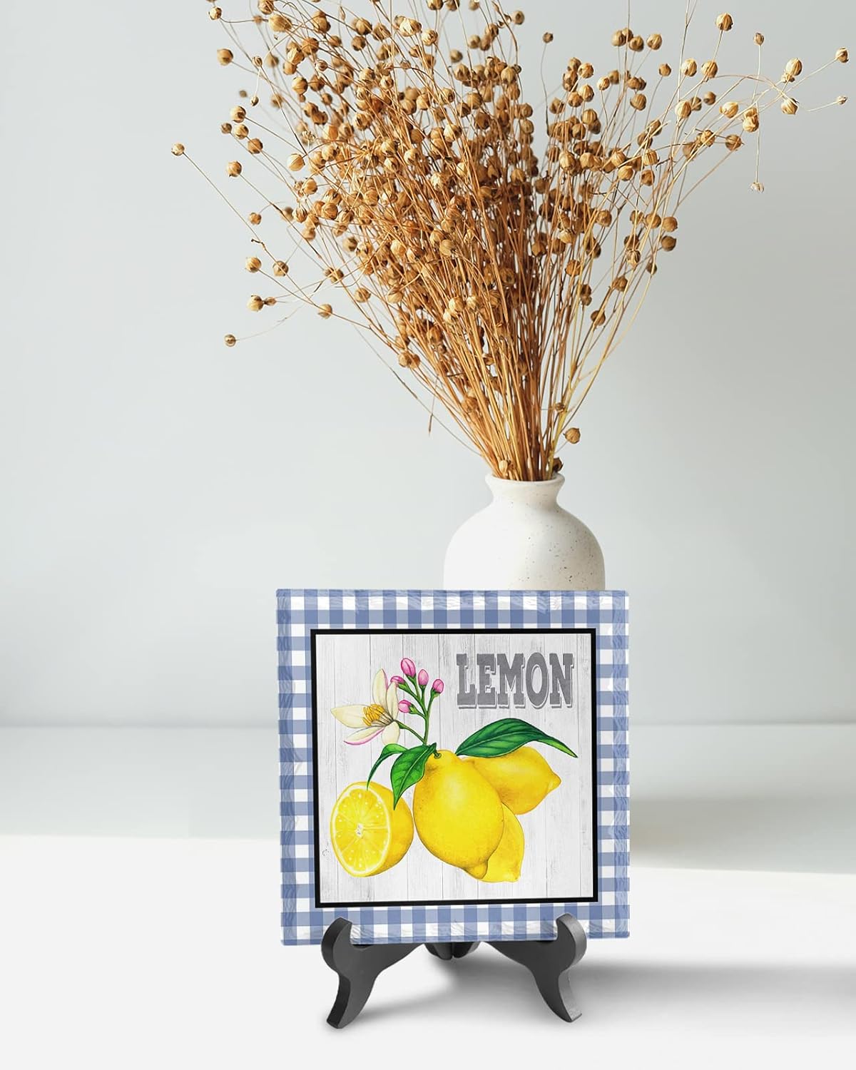 ZOE GARDEN Farm Summer Yellow Lemon Buffalo Wood Grain Desk Ceramic Ornament 63x63