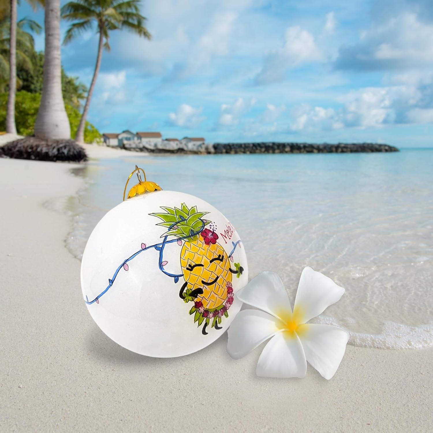 Happy Aloha Pineapple Hula Cheer Christmas Ornament
