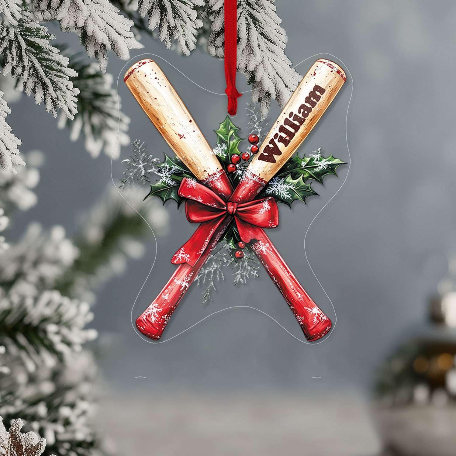 Custom Name Badminton Hanging Ornament 2D Acrylic Christmas Decoration