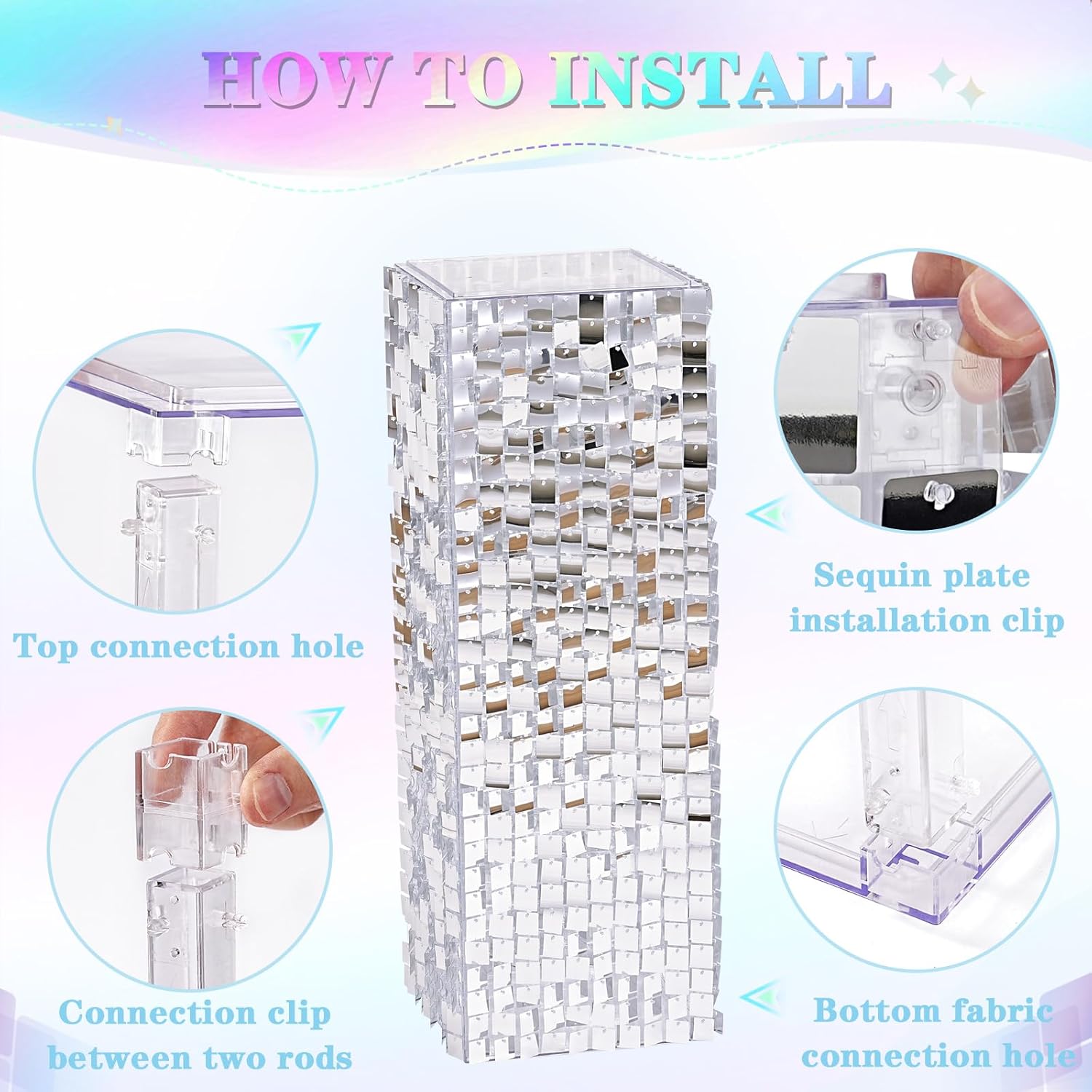 Silver Shimmer Pedestal Stand for Party Decor