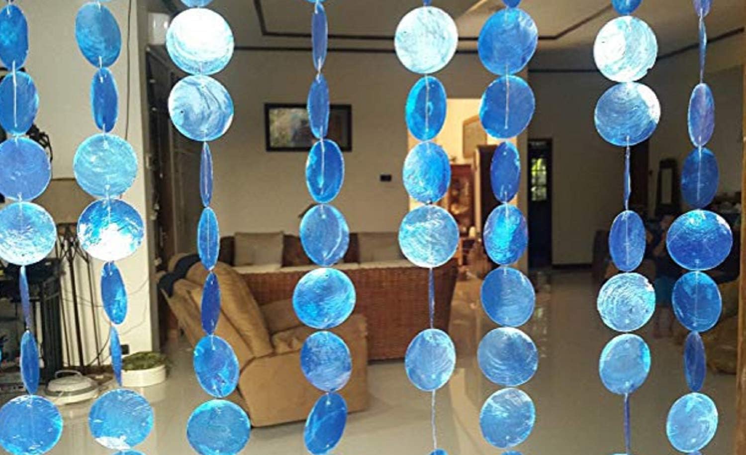 Blue Capiz Shell Door Curtain 10 Strands