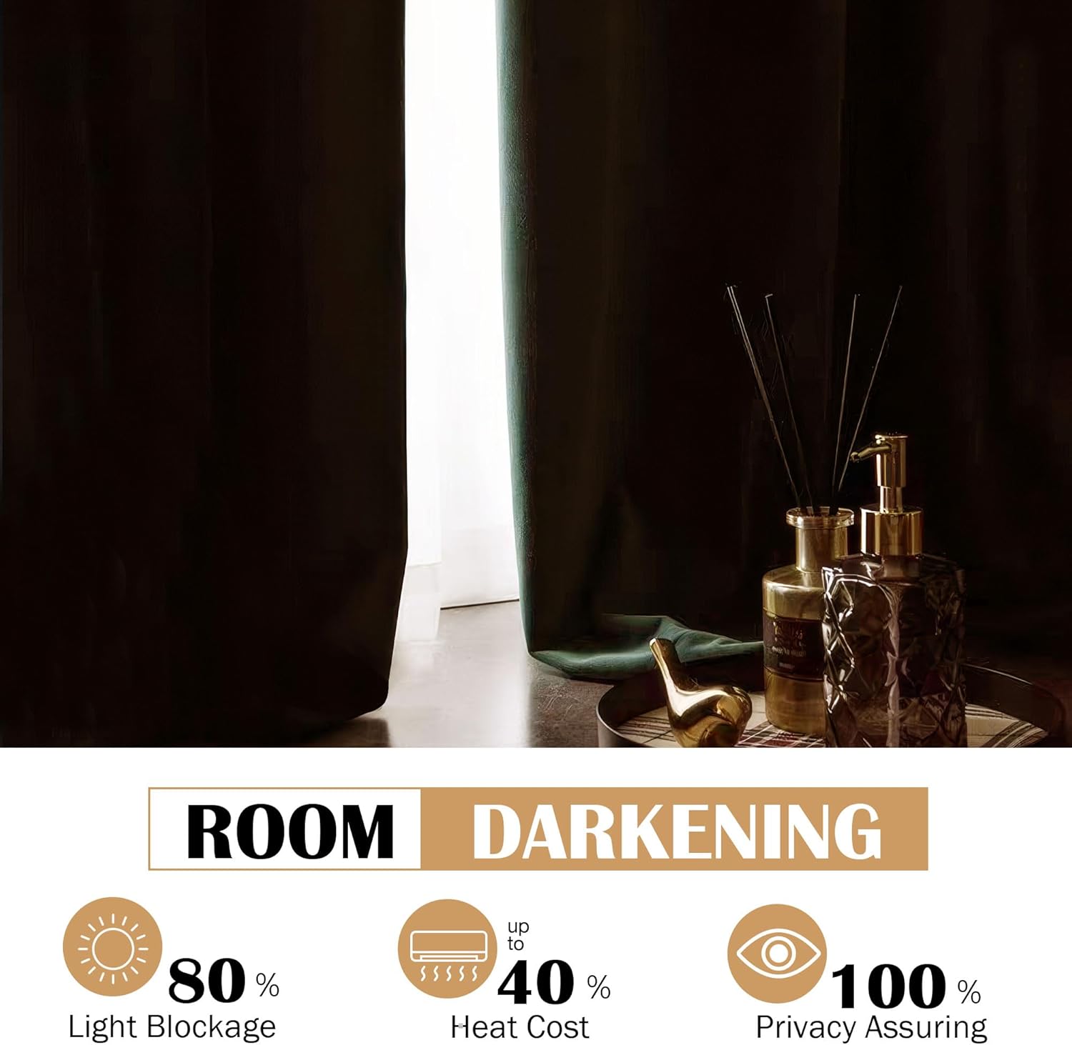 Beauoop Velvet Curtains 72 Inches Long 2 Panels Room Darkening