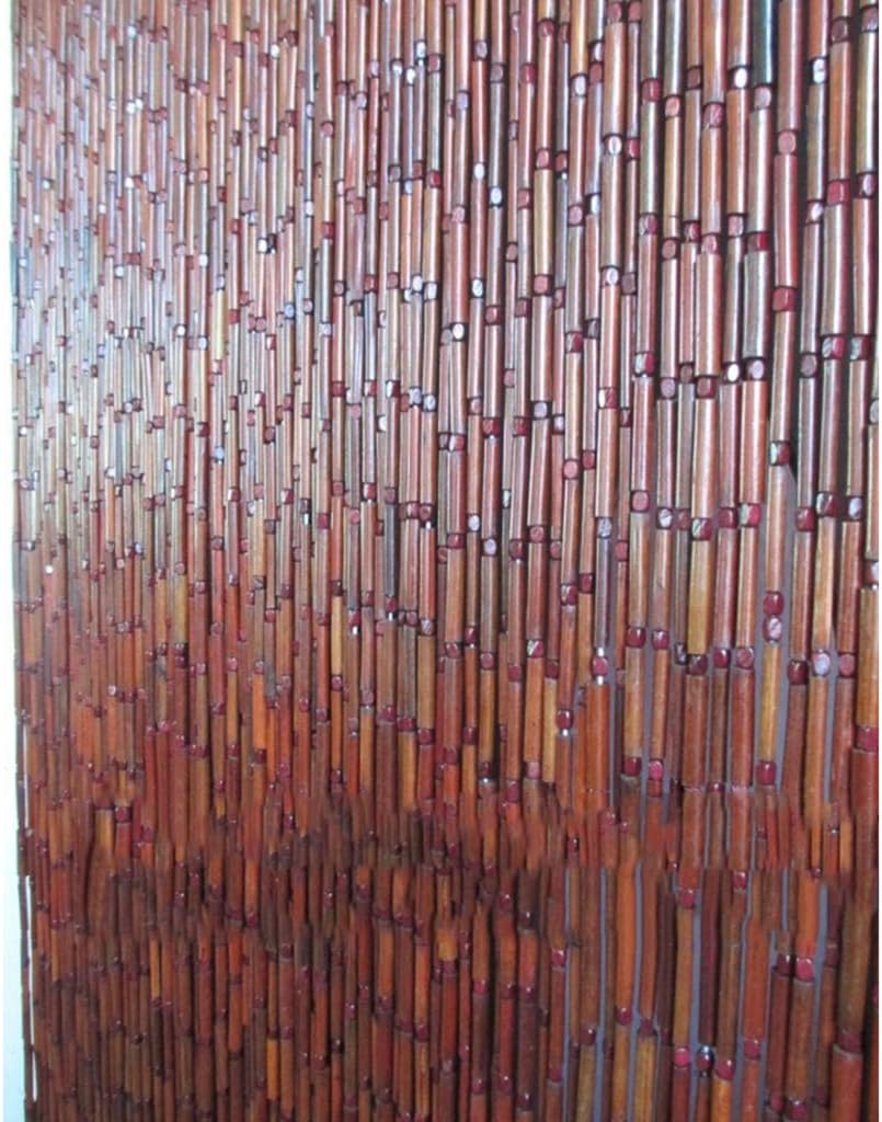 Bamboo Festival Wood Curtain with Rod 90x100cm-60 Strands Door Divider