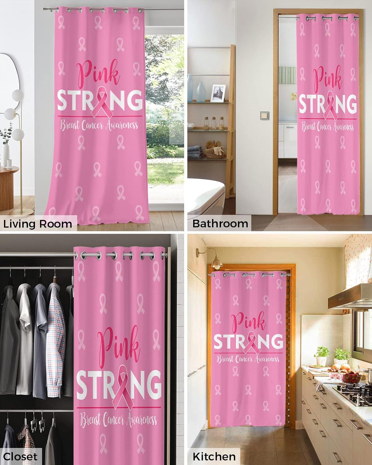 Pink Ombre Door Curtains 78 Inches Blackout Panels