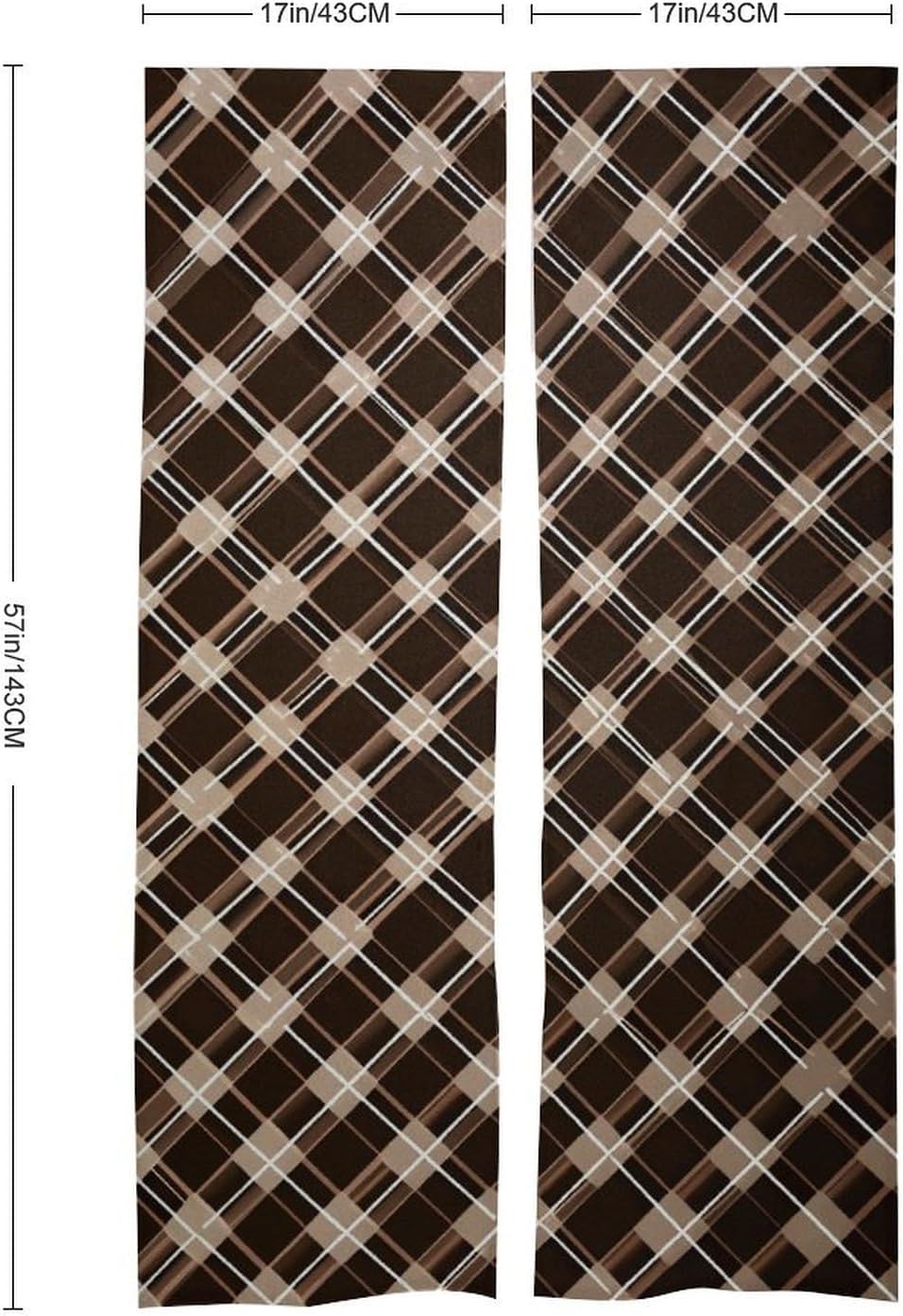 Brown and White Door Curtain Panel 17x57 Inch Split Door Divider