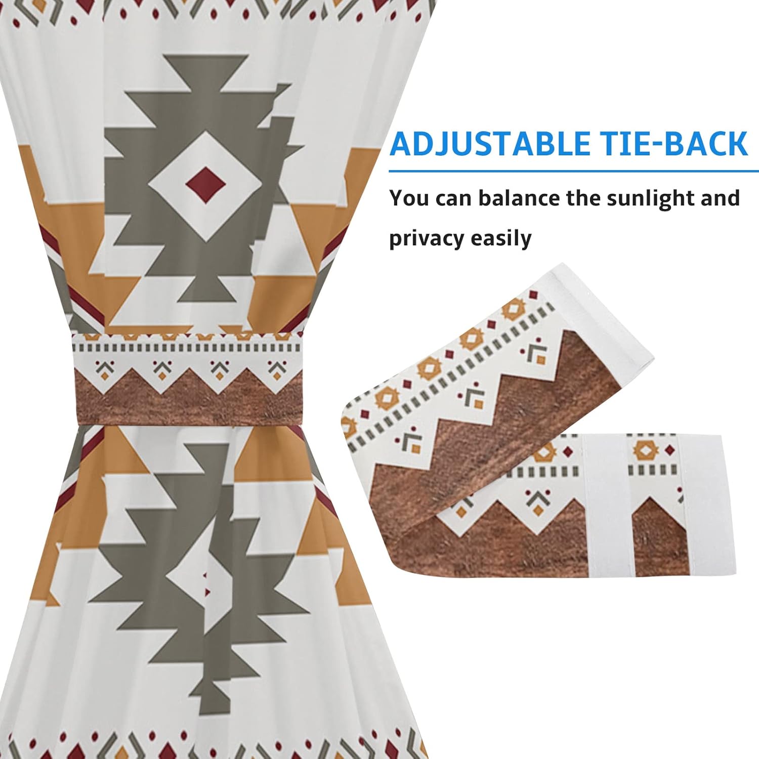 Southwest Geometric Door Curtains with Double Rod Pocket