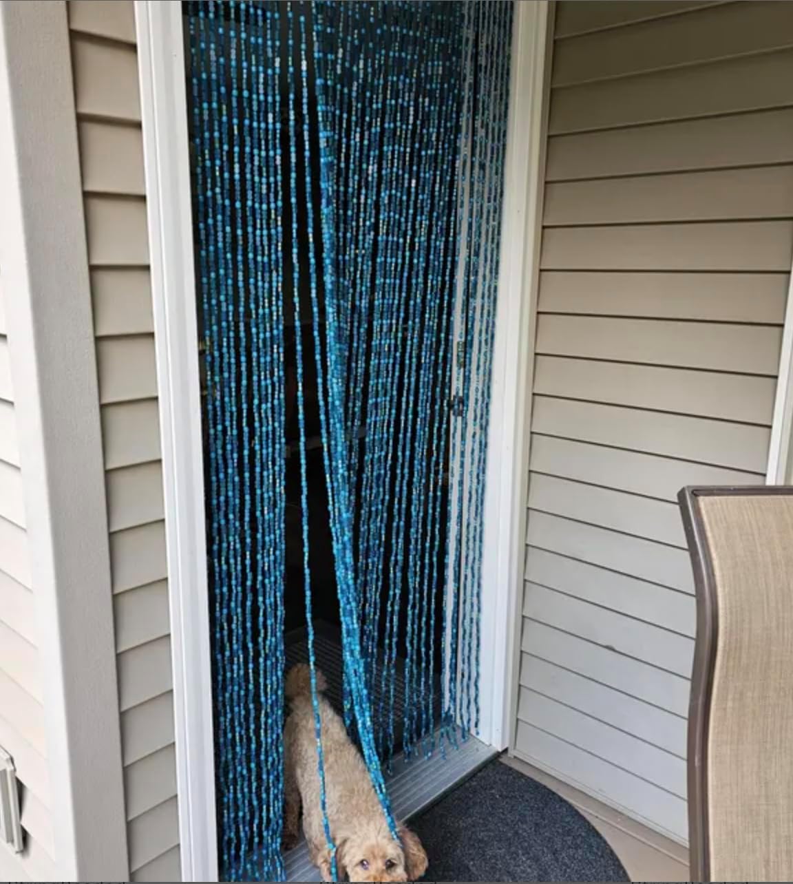 BeadedString Natural Wood and Bamboo Beaded Curtain