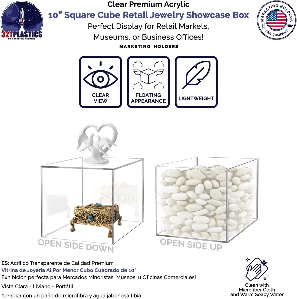 4 Pack Clear Acrylic Display Box Art Sculpture Pedestal
