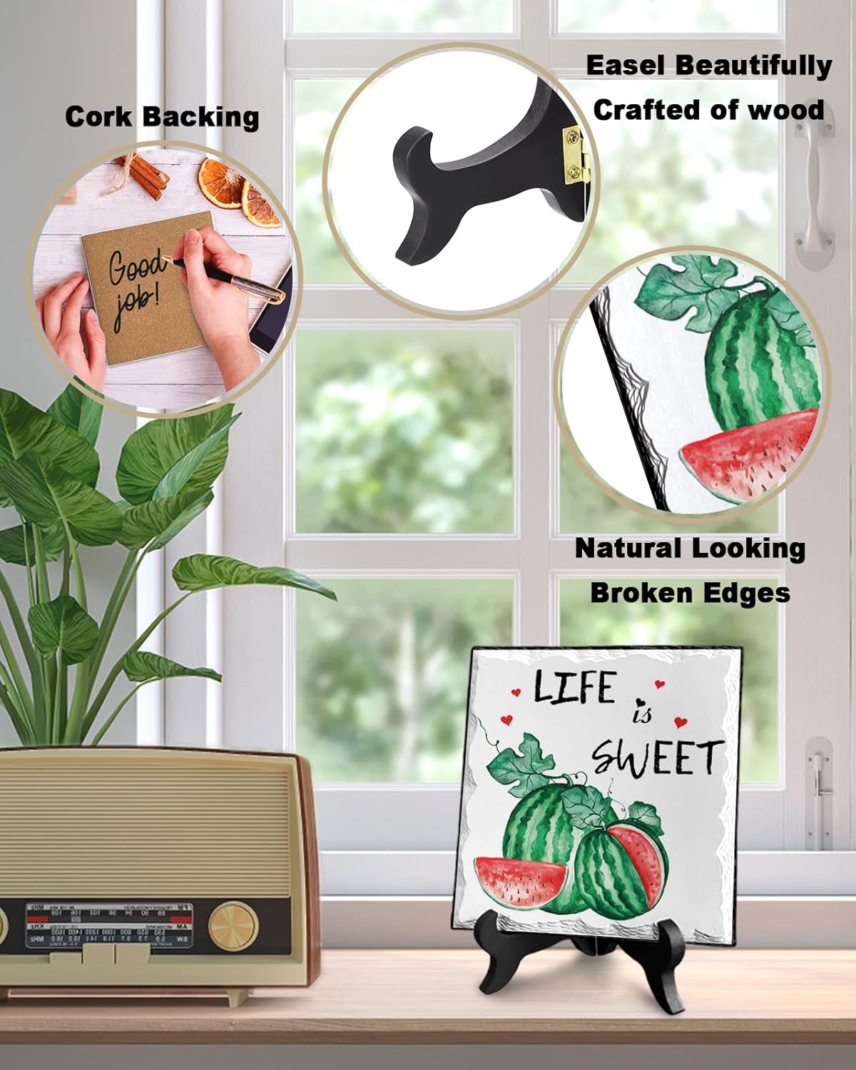 ZOE GARDEN Watercolor Watermelon Desk Ceramic Ornament 63x63