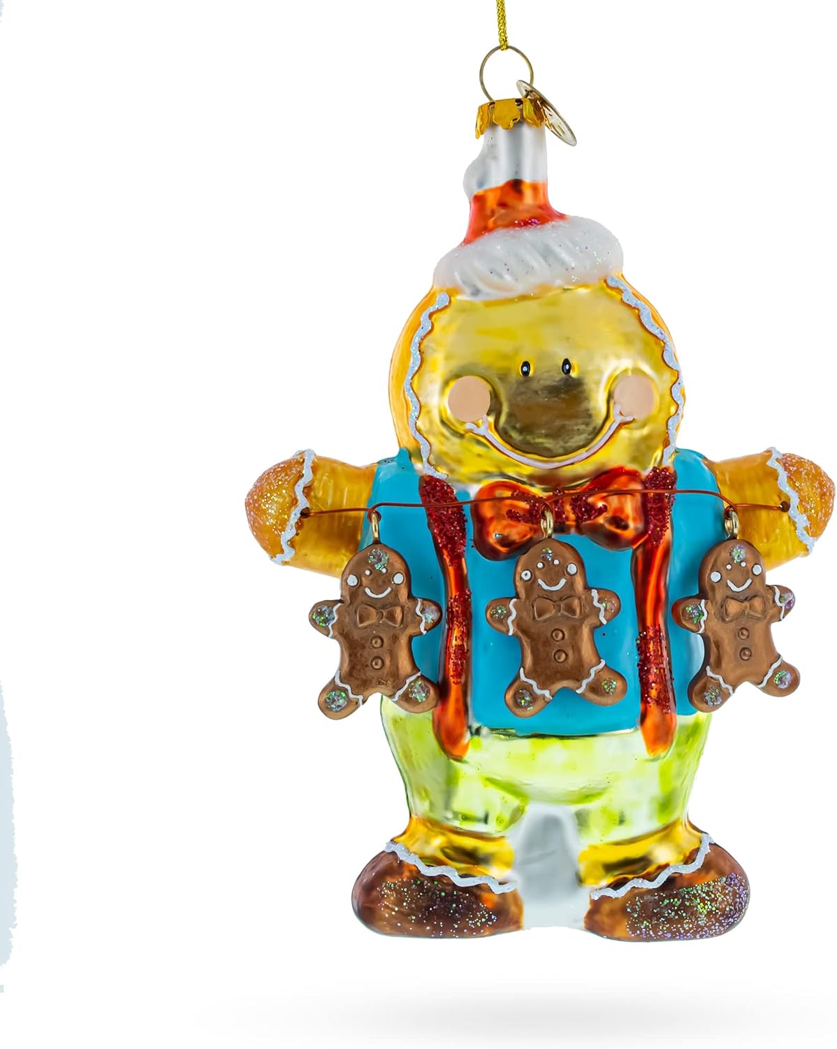 Jolly Gingerbread Man Blown Glass Ornament