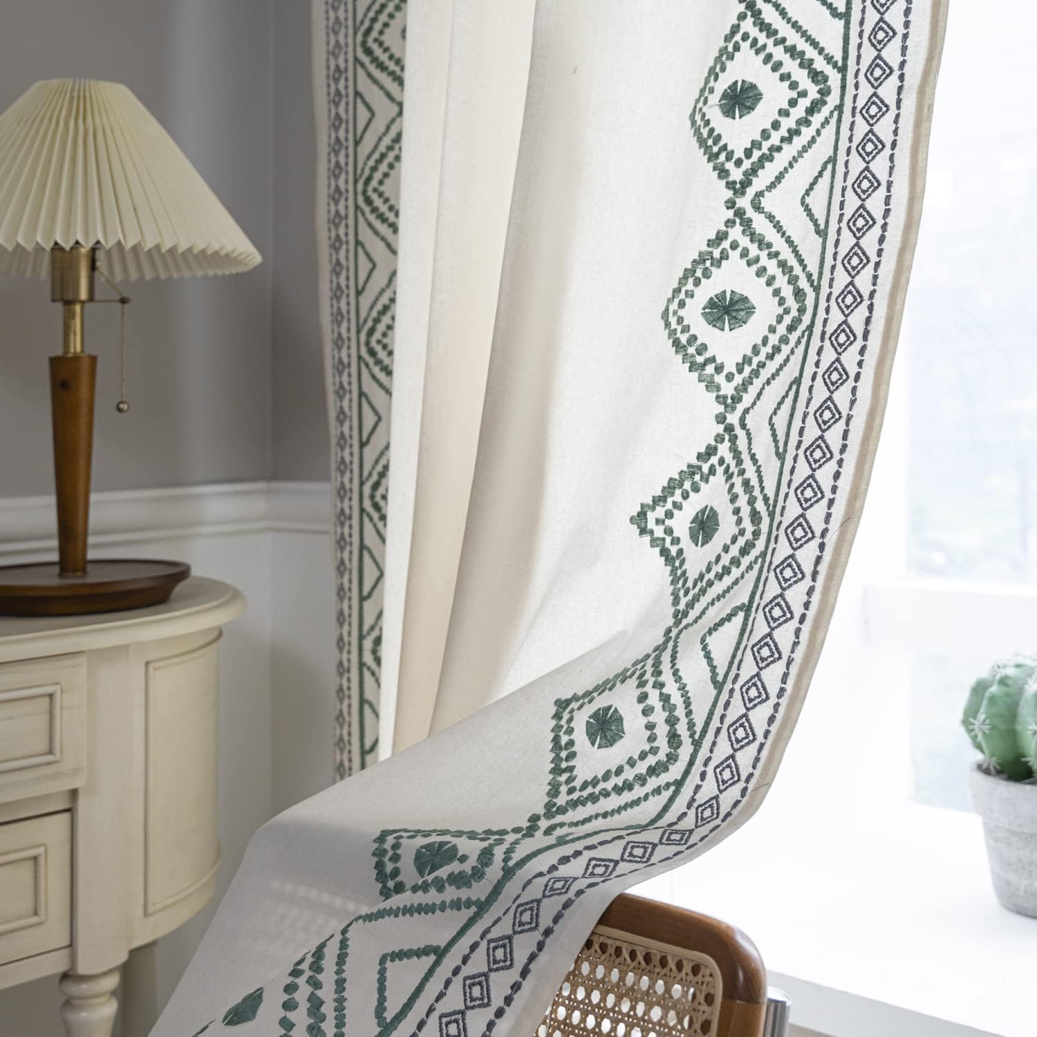ColorBird Linen Curtain Set 2 Panels Sage Green