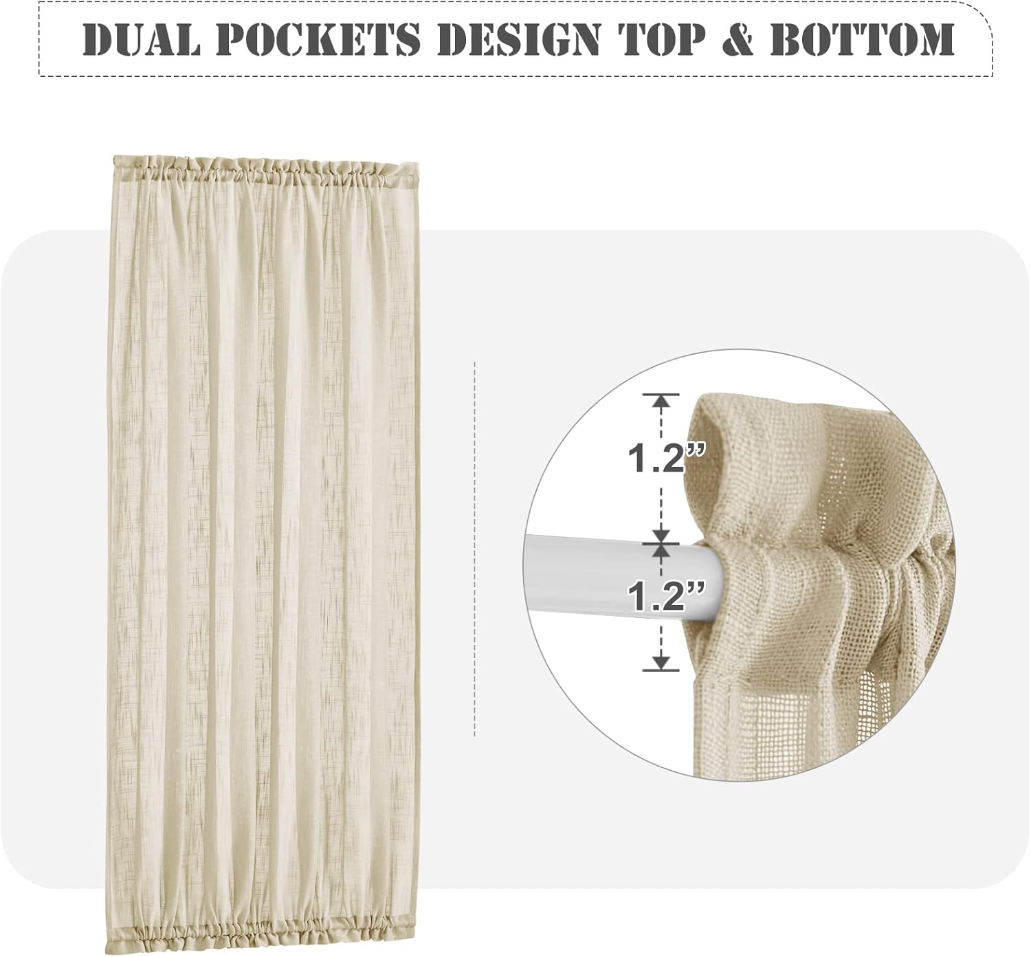 Pony Dance Front Door Curtain - 30x72 Soft Beige Faux Linen Panel