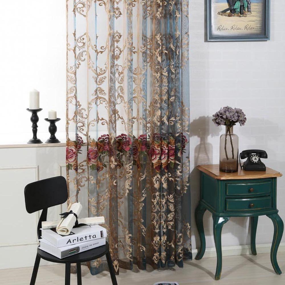 Pureaqu Rod Pocket Sheer Curtain Panel 52x63 Inch