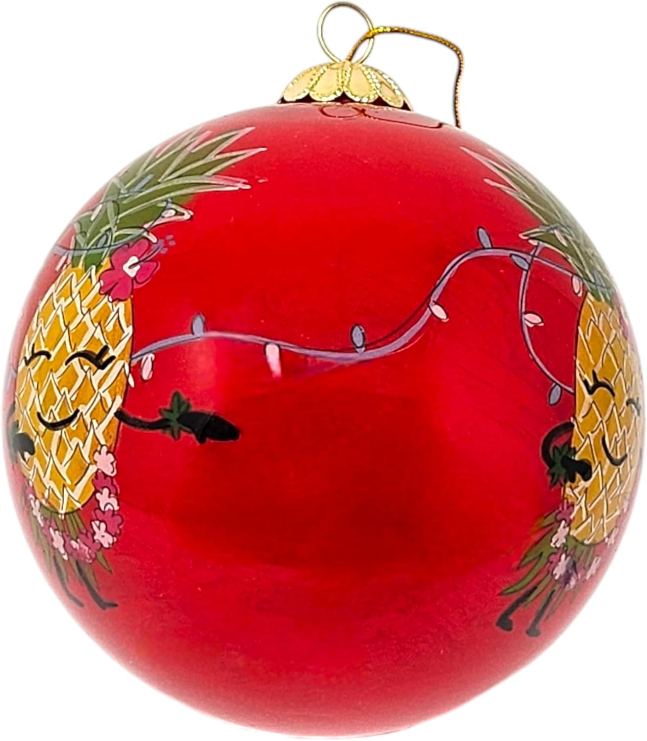 Happy Aloha Pineapple Hula Cheer Christmas Ornament 1