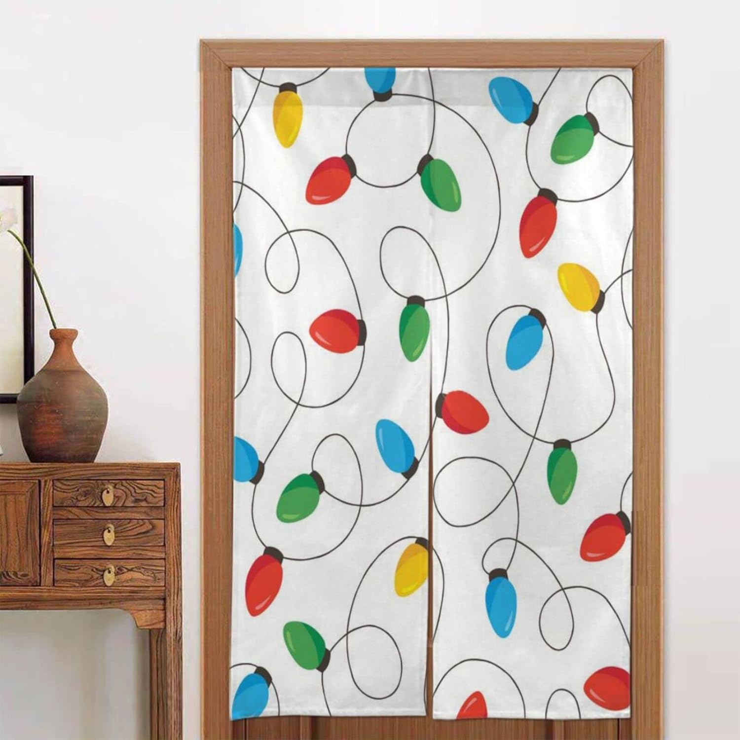 Christmas Rainbow Light Bulb Doorway Curtain 34x56