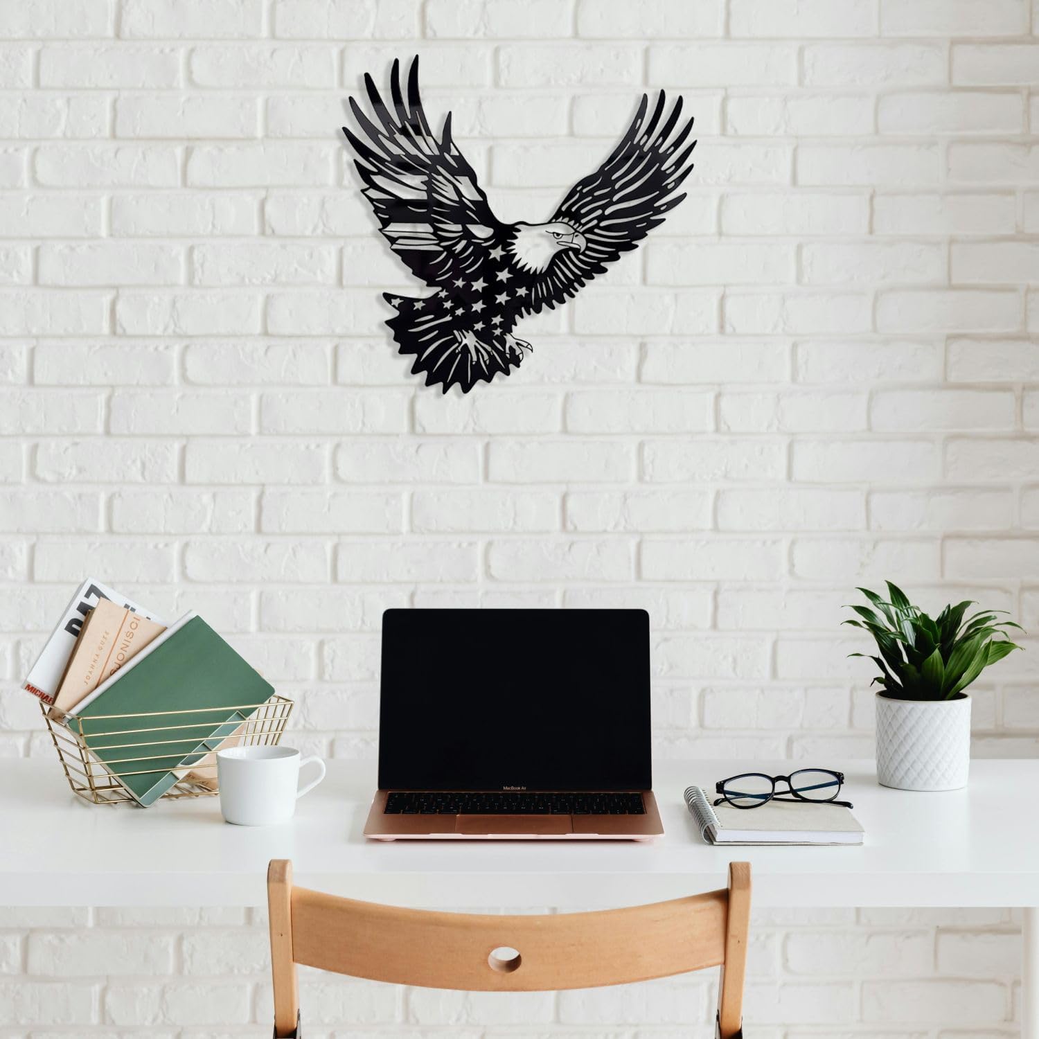 Patriotic Bald Eagle Flag Metal Wall Art Decor