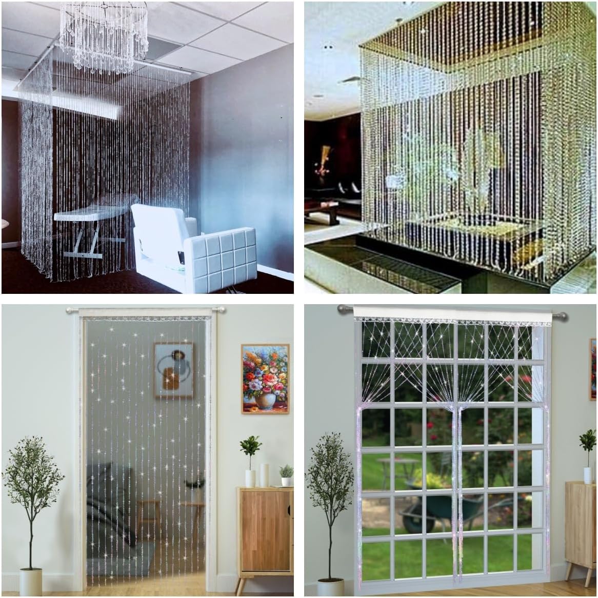 YaoYue Crystal Beaded Curtain for Doorway Room Divider