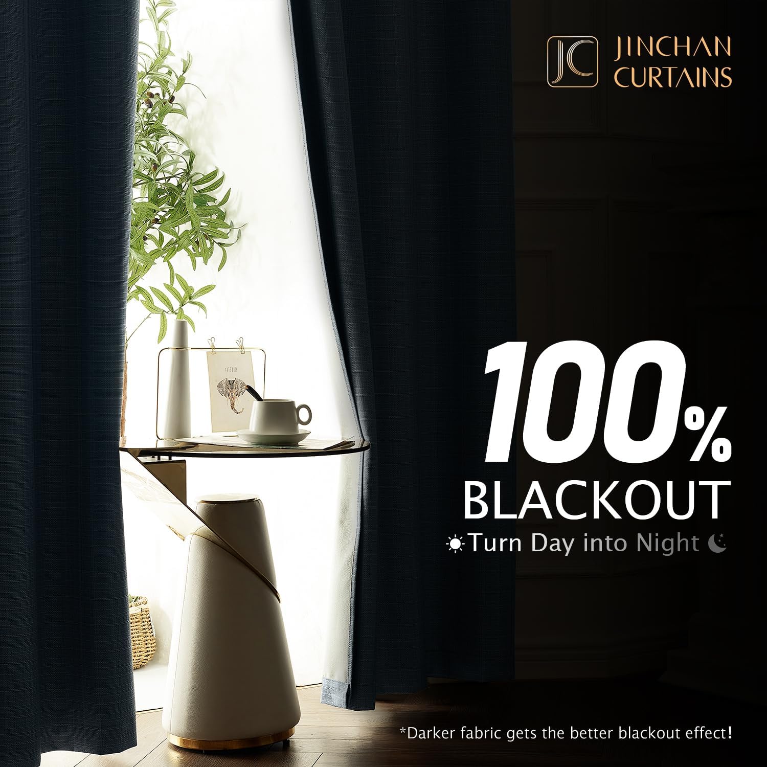 Jinchan Farmhouse Burlap Curtains 2 Panels Blackout Lined