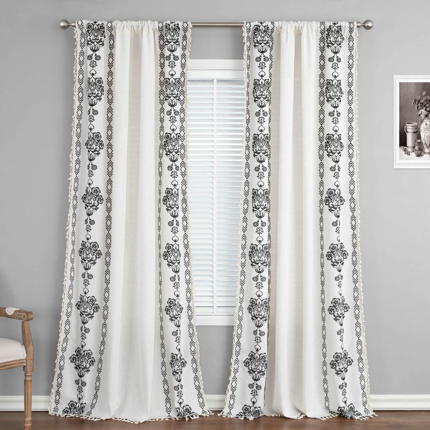 VOGOL Bohemian Style Curtain Panel 63 Inches Long