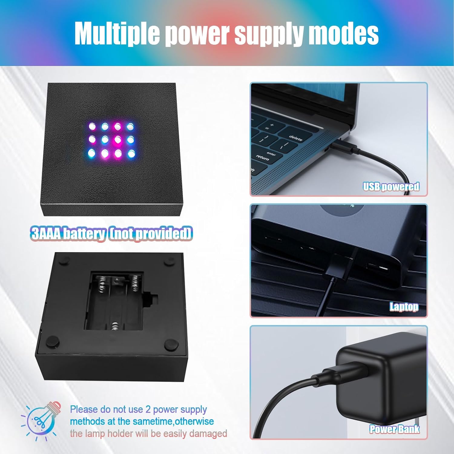 2Pcs Square LED Light Display Base Black