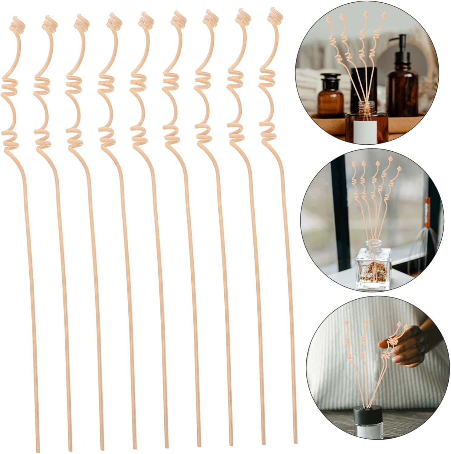 Cabilock 20pcs Multi-Spiral Natural Rattan Diffuser Sticks