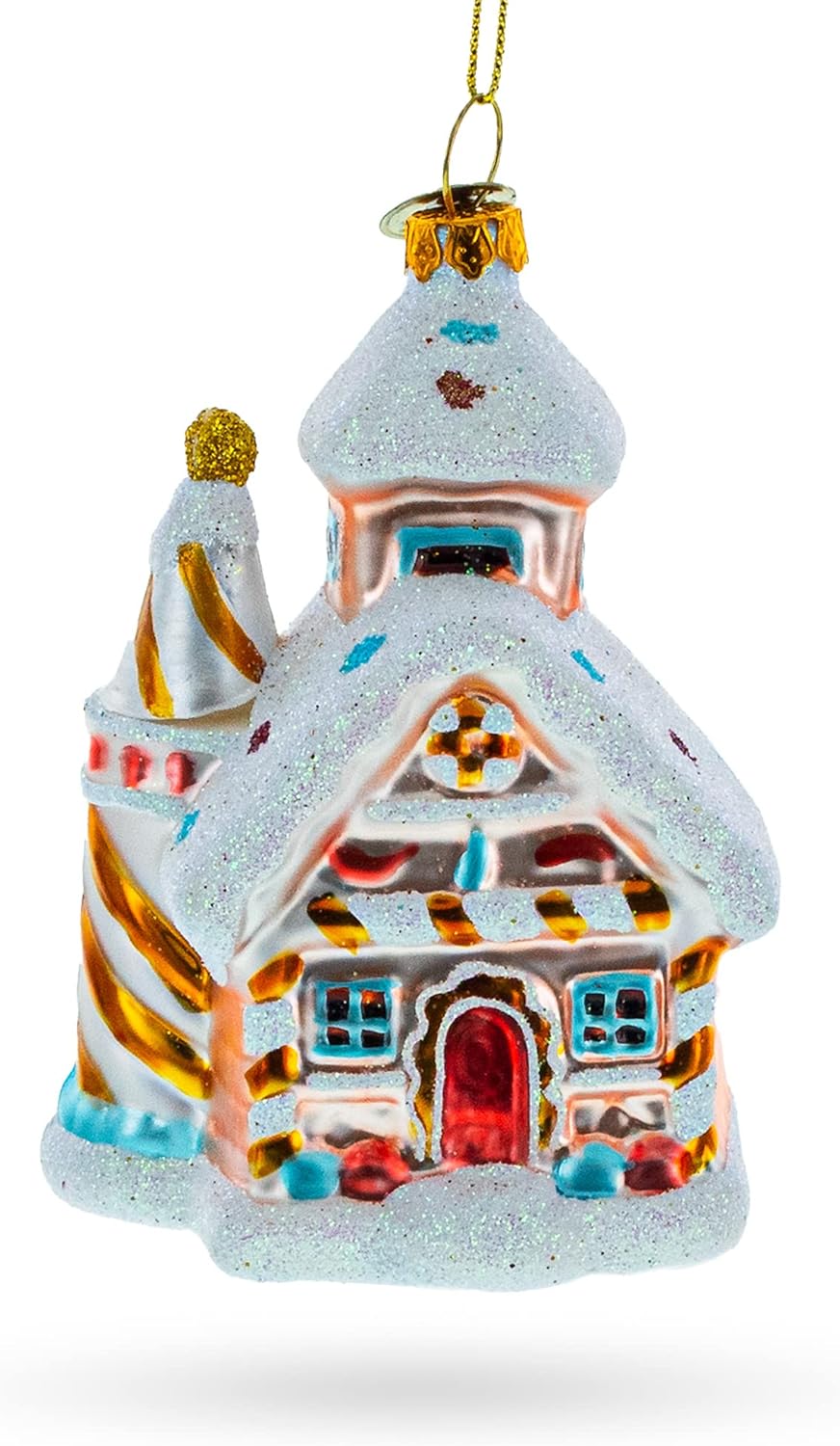 Candy-Coated Gingerbread House Glass Christmas Ornament