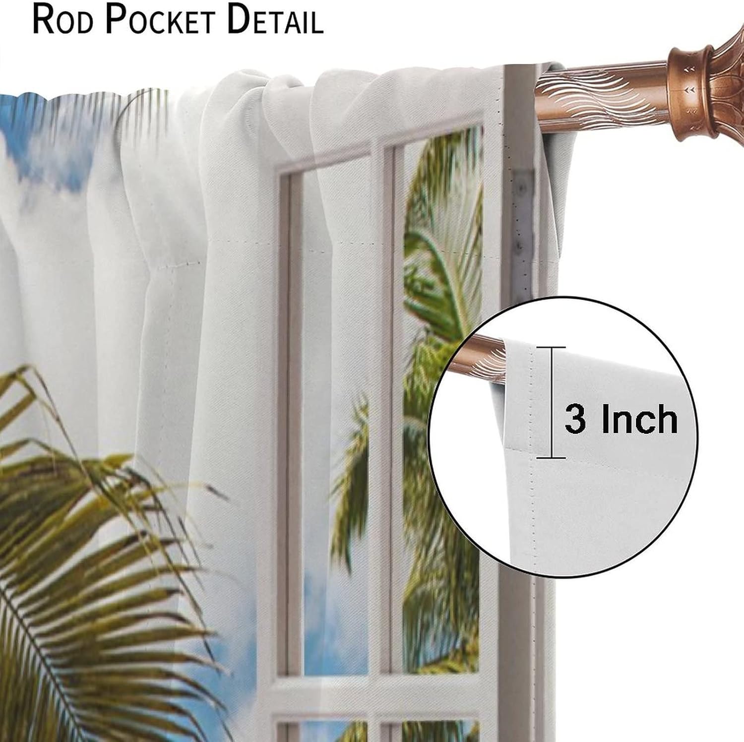 Kazynee Summer Ocean Curtains for Bedroom 2 Panels