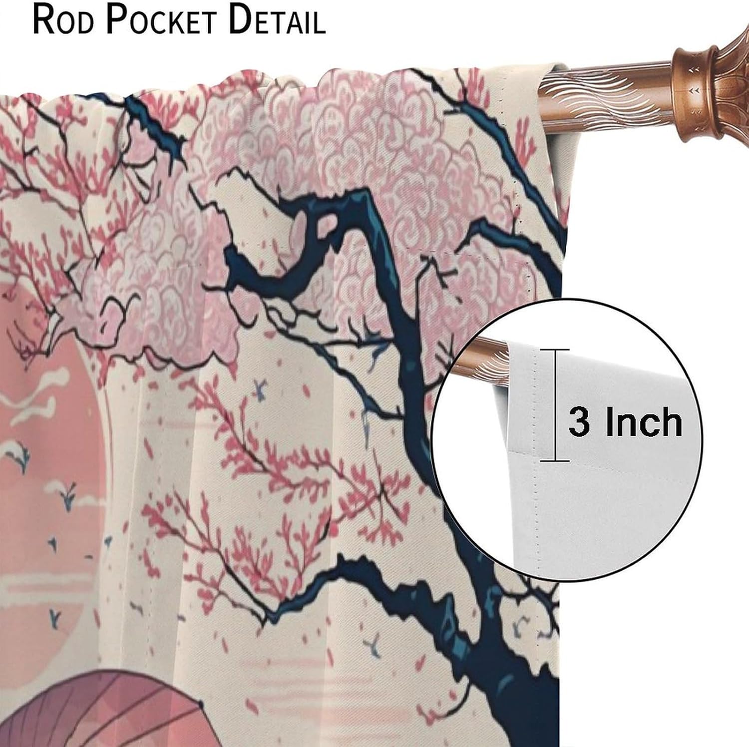 Yoakiet Decorative Blackout Curtains Kimono Woman with Cat 42x63in