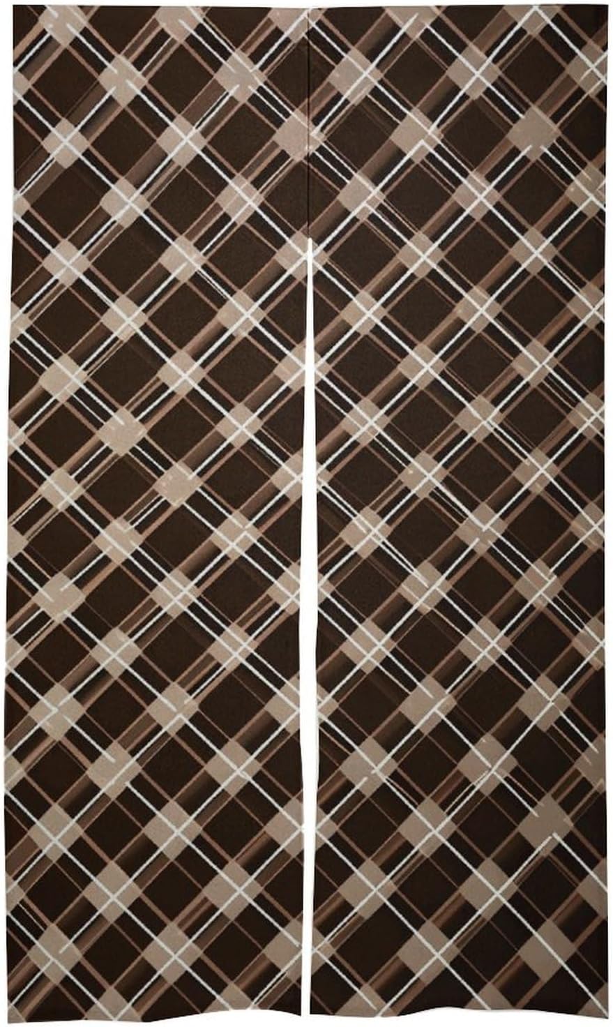 Brown and White Door Curtain Panel 17x57 Inch Split Door Divider